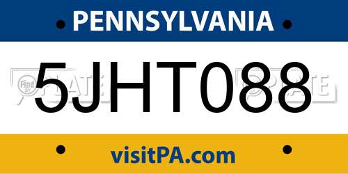 5JHT088 Pennsylvania License Plate