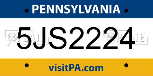 5JS2224 Pennsylvania License Plate