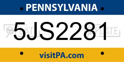 5JS2281 Pennsylvania License Plate
