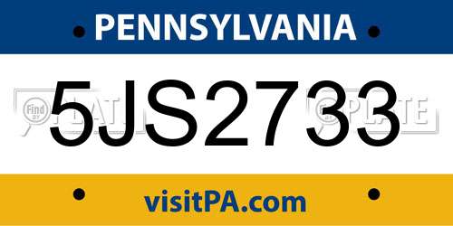 5JS2733 Pennsylvania License Plate