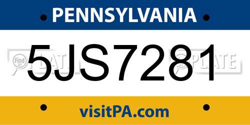 5JS7281 Pennsylvania License Plate