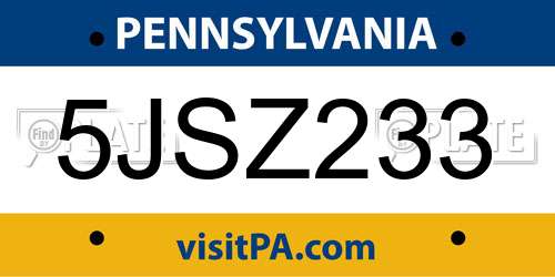 5JSZ233 Pennsylvania License Plate