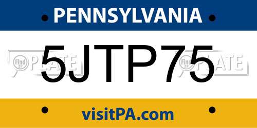 5JTP75 Pennsylvania License Plate