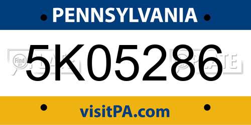 5K05286 Pennsylvania License Plate