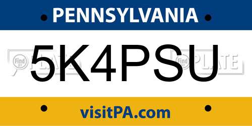 5K4PSU Pennsylvania License Plate