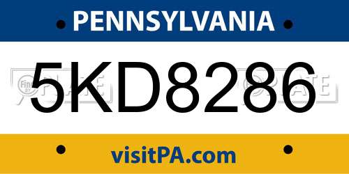 5KD8286 Pennsylvania License Plate