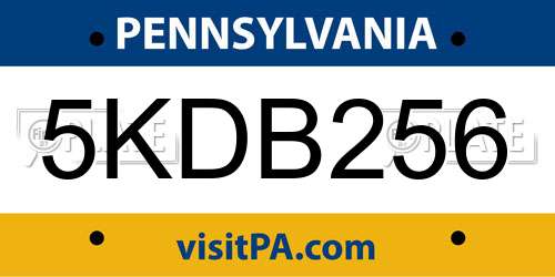 5KDB256 Pennsylvania License Plate