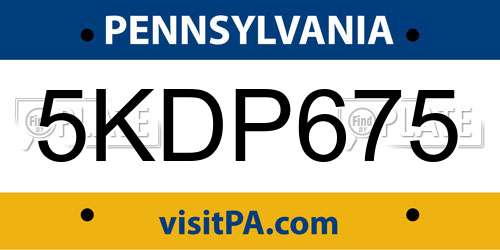 5KDP675 Pennsylvania License Plate