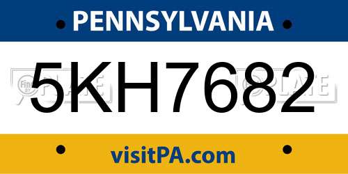5KH7682 Pennsylvania License Plate