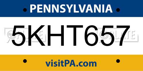 5KHT657 Pennsylvania License Plate