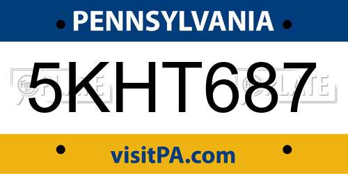 5KHT687 Pennsylvania License Plate
