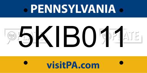 5KIB011 Pennsylvania License Plate