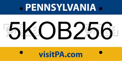 5KOB256 Pennsylvania License Plate