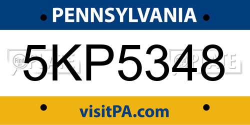 5KP5348 Pennsylvania License Plate