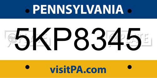 5KP8345 Pennsylvania License Plate