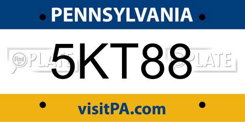 5KT88 Pennsylvania License Plate