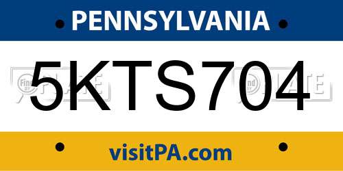 5KTS704 Pennsylvania License Plate