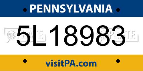 5L18983 Pennsylvania License Plate