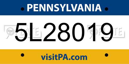 5L28019 Pennsylvania License Plate