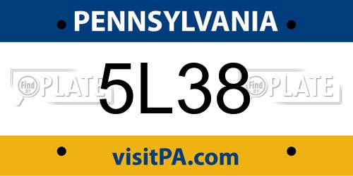 5L38 Pennsylvania License Plate