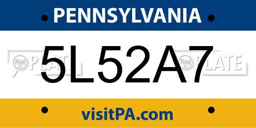 5L52A7 Pennsylvania License Plate