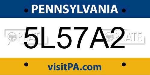 5L57A2 Pennsylvania License Plate