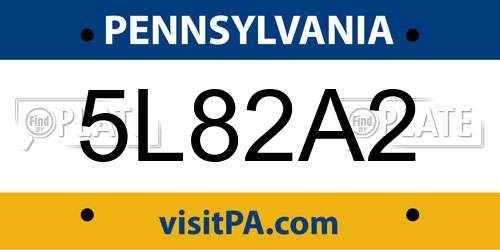 5L82A2 Pennsylvania License Plate