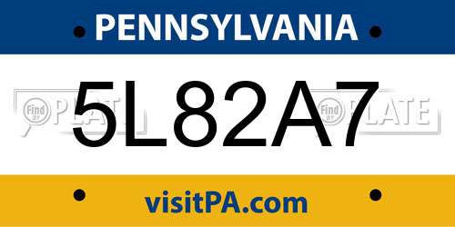 5L82A7 Pennsylvania License Plate