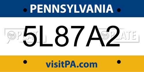 5L87A2 Pennsylvania License Plate