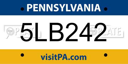 5LB242 Pennsylvania License Plate