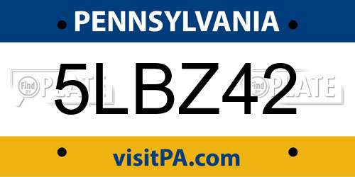 5LBZ42 Pennsylvania License Plate