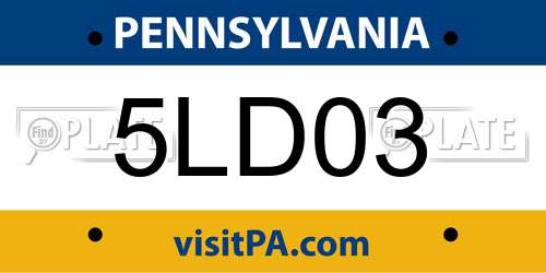 5LD03 Pennsylvania License Plate