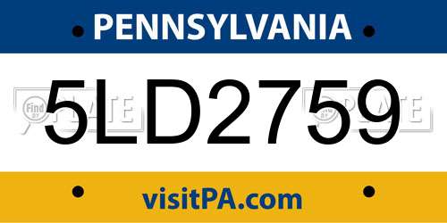 5LD2759 Pennsylvania License Plate