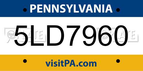 5LD7960 Pennsylvania License Plate