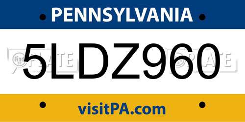 5LDZ960 Pennsylvania License Plate
