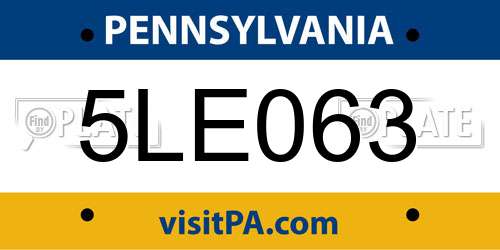 5LE063 Pennsylvania License Plate