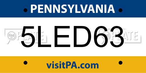 5LED63 Pennsylvania License Plate