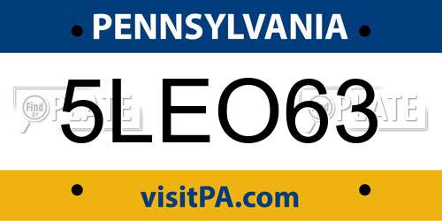 5LEO63 Pennsylvania License Plate