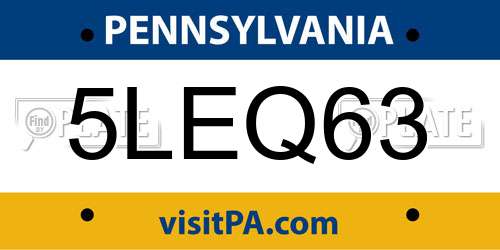 5LEQ63 Pennsylvania License Plate