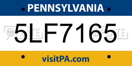 5LF7165 Pennsylvania License Plate