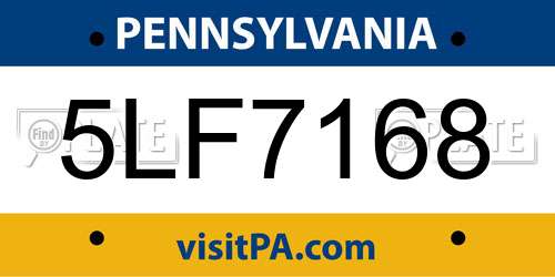 5LF7168 Pennsylvania License Plate