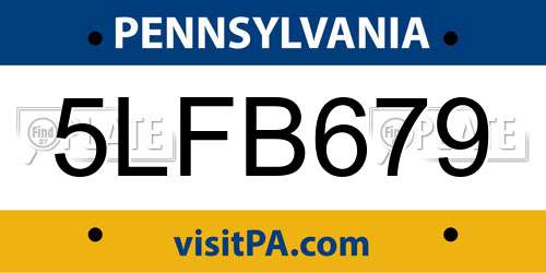 5LFB679 Pennsylvania License Plate
