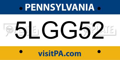 5LGG52 Pennsylvania License Plate