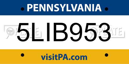 5LIB953 Pennsylvania License Plate