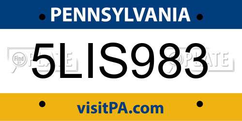5LIS983 Pennsylvania License Plate