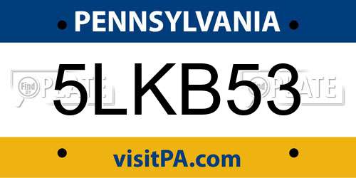 5LKB53 Pennsylvania License Plate