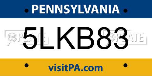 5LKB83 Pennsylvania License Plate