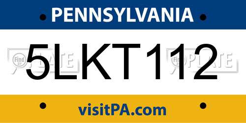 5LKT112 Pennsylvania License Plate
