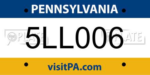 5LL006 Pennsylvania License Plate