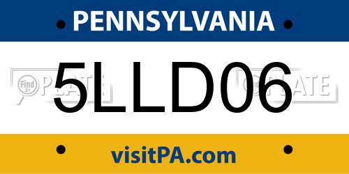 5LLD06 Pennsylvania License Plate
